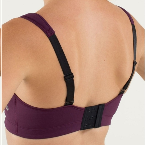 Lululemon Ta Ta Tamer II Sport Bra. No Pads. Plum (Purple) / Black. Size 32C. - Picture 2 of 7